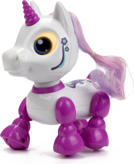 Interactive robotic unicorn with LED eyes and sounds
