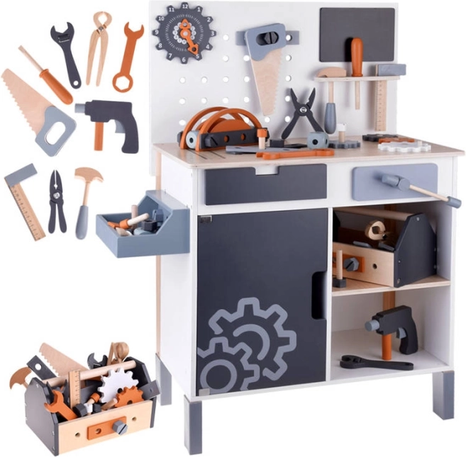 Wooden Workbench for Kids with Tools and Toolbox