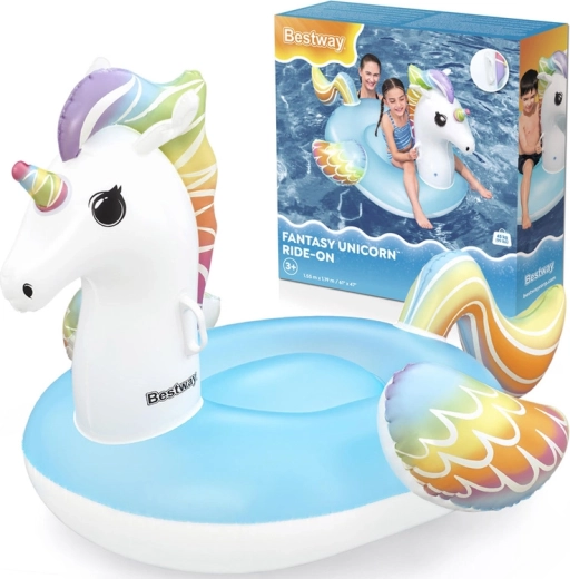 Bestway aufblasbarer Einhorn-Schwimmer mit Griffen 155 × 119 cm