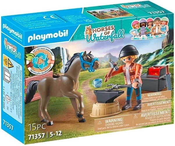Playmobil Ranch at the Waterfall with Blacksmith Ben and Horse Achilles