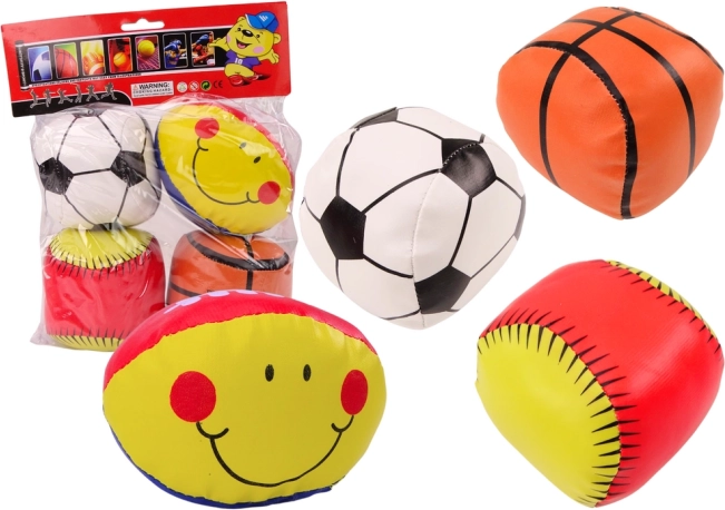 Soft sports balls for kids – soccer, basketball, baseball and rugby, set of 4