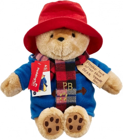 Plysbamse PADDINGTON med tørklæde – stor
