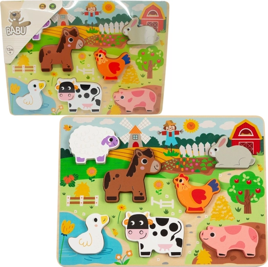 Babu puzzle a incastro in legno Piccola fattoria