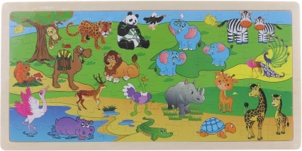 Houten safari-puzzel 96 stukjes