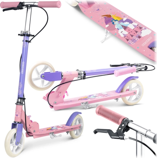 RICOKIDS Kodi Princess Kids Folding Scooter with Hand and Foot Brakes