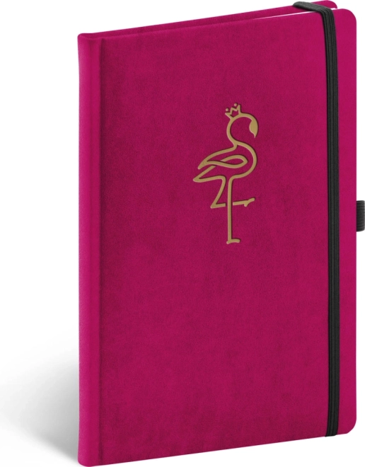 Notique velvet lined notebook with flamingo 13 × 21 cm