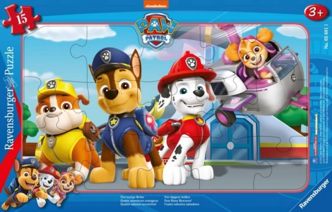 Puzzle PAW Patrol: quattro coraggiosi soccorritori – 15 pezzi