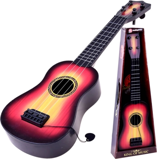 Dziecięca gitara z metalowymi strunami i kostką – In0095