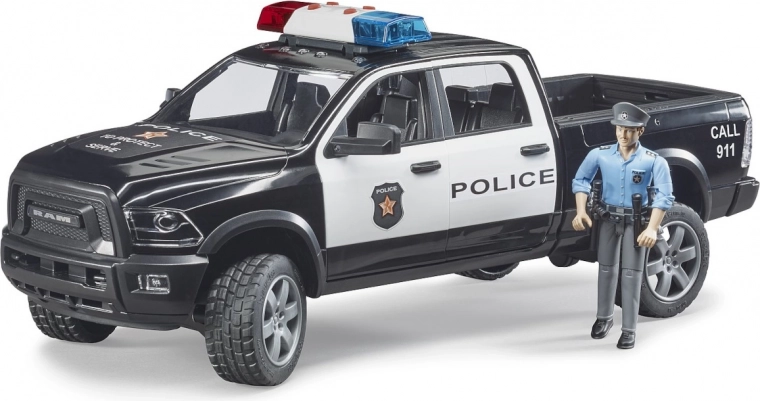 BRUDER police off-road RAM pickup with police officer