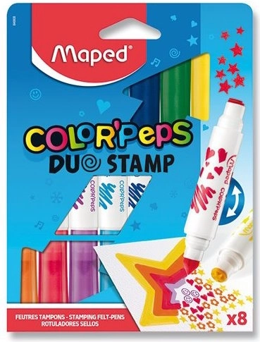 Fixy MAPED Color'Peps Duo Stamp – sæt med 8 dobbeltsidede stempeltuscher