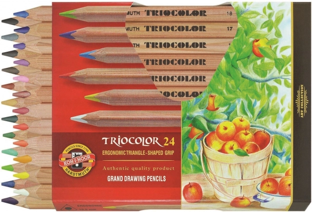 Triangular Strong Colored Pencils KOH-I-NOOR Triocolor Natur, 24 pcs