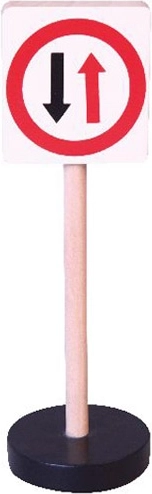 Wooden Traffic Sign – Priority to Oncoming Traffic BABU