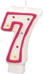Colorful Birthday Candle Number 7 with Polka Dots