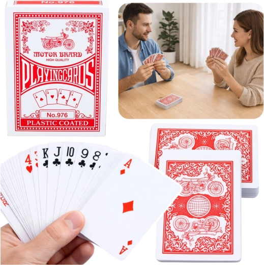 Jeu de cartes classique avec finition plastique – rouge