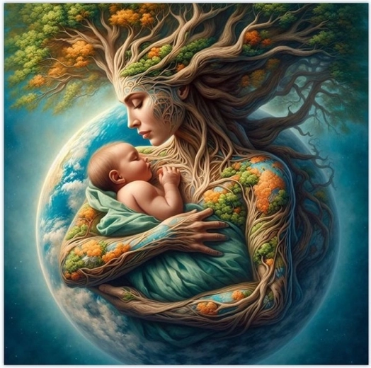 Diamantmaling – mor med barn 30 × 40 cm