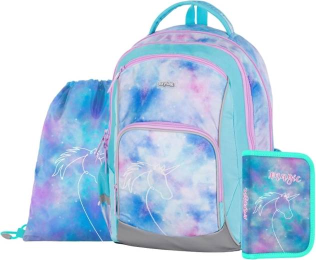Set scolastico 3 pz OXY GO Unicorn – zaino, sacca e astuccio