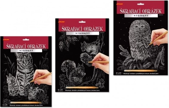 ARTLOVER krasplaatje zilver – kat met kittens 20 × 25 cm