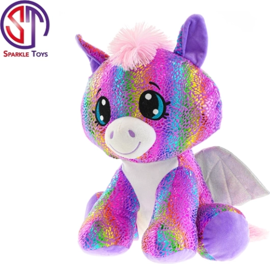 Plys Pegasus Star Sparkle 24 cm – regnbuefarvet siddende krammeven