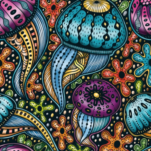 Kvadratne sestavljanke Q Life Pisane meduze 72 kosov