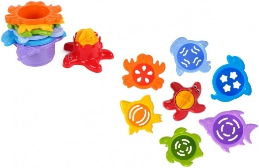 Gobelets empilables pour l’eau et le sable – animaux marins, 7 pièces