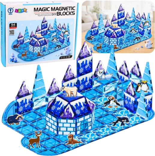 Magnetic Building Set Ice Realm with Animals, 94 Pieces