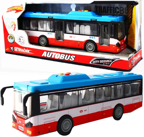 Autobus urbain à friction avec lumières et sons – rouge