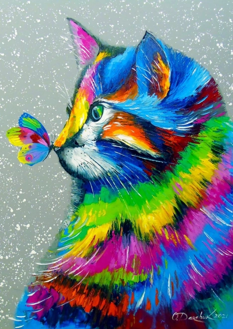 Puzzel mooie kat en vlinder 1000 stukjes