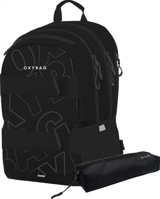 OXYBAG Student Backpack + Pencil Case OXY Sport Font White