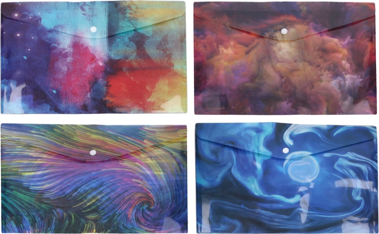 Cartellina portadocumenti in plastica con bottone a pressione 16,5 × 12 cm – mix di colori