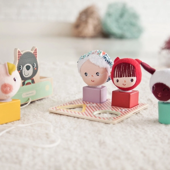 Pull-along cart Lilliputiens Wolf Louis with activities and shape sorter