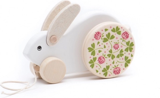 Grand lapin à tirer blanc en bois Bajo
