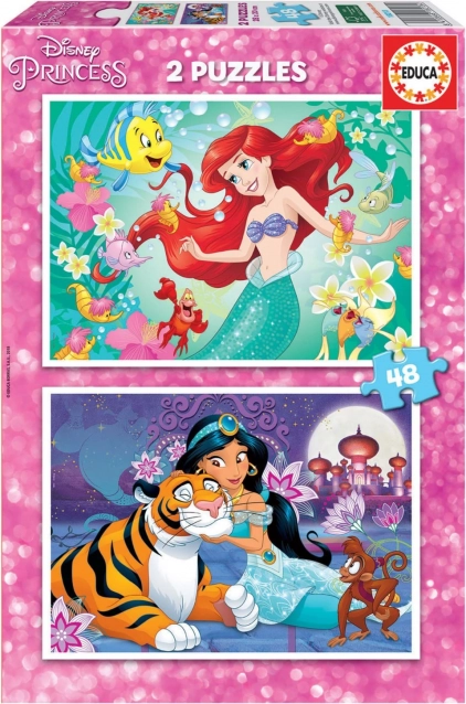 EDUCA Puzzle Disney Princesses : Ariel et Jasmine 2x48 pièces