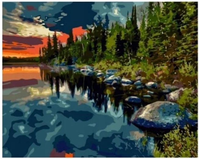 Diamantmalerei Wald am See 30 × 40 cm