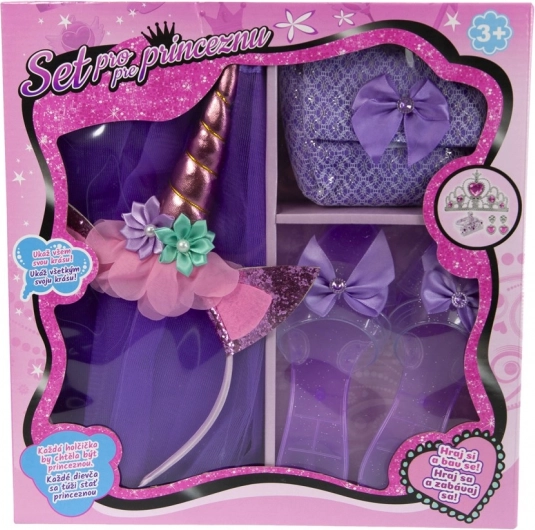 Set princesse : pantoufles, sac à main, jupe et serre-tête