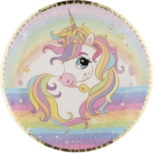 Unicorn paper plates, 6 pcs, Ø 22.5 cm