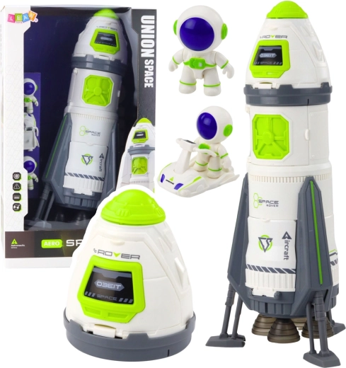 Space Rocket with Astronauts and Rover – Light and Sound Effects