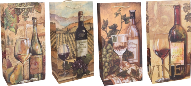 Cadeautas voor 2 flessen M, 18 × 35 × 9 cm, het hele jaar door