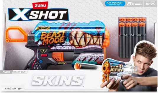X-Shot Skins Flux – Beast Mode Foam Blaster (8 Darts)