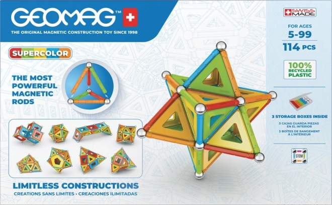 GEOMAG Supercolor magnetic construction set, 114 pieces