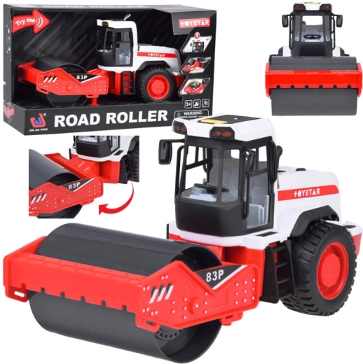 Large road roller with drive and effects