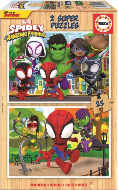 EDUCA Wooden Puzzle Spidey and His Amazing Friends 2x25 Pieces