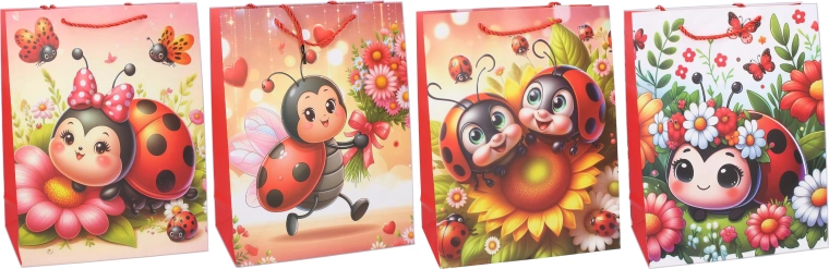 Children’s gift bag M 26 × 32 × 10 cm – ladybug (multiple variants)