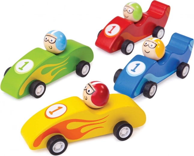 Colorful wooden racing car