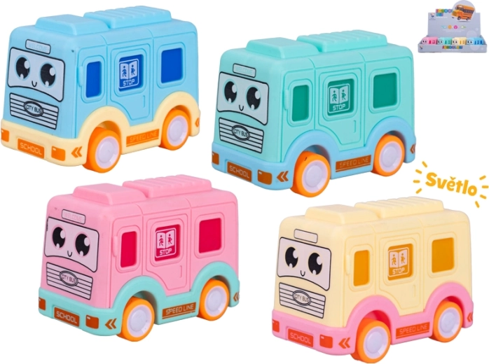 Bus met vliegwielaandrijving en lichteffecten 8,5 cm