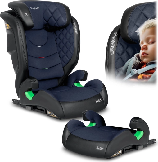 Siège auto enfant Nukido Louis 100–150 cm ISOFIX, noir‑marine