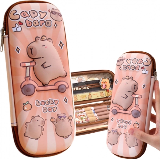 Handy School Pencil Case Capybara on a Scooter 23cm