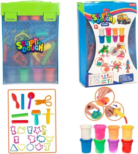 Set creativo di pasta da modellare 8×57 g con accessori in box di plastica