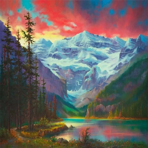 Diamant-Malerei Sonnenuntergang in den Bergen 30 × 40 cm
