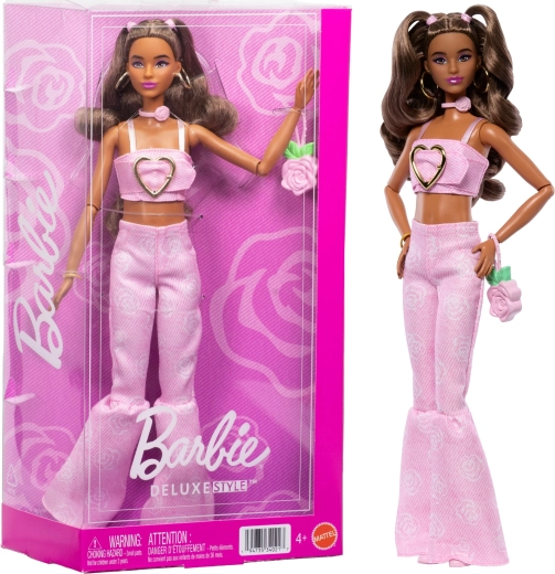 barbie deluxe style denim rosa – bambola alla moda con accessori