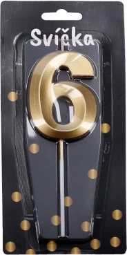 Party Candle Number 6 Gold